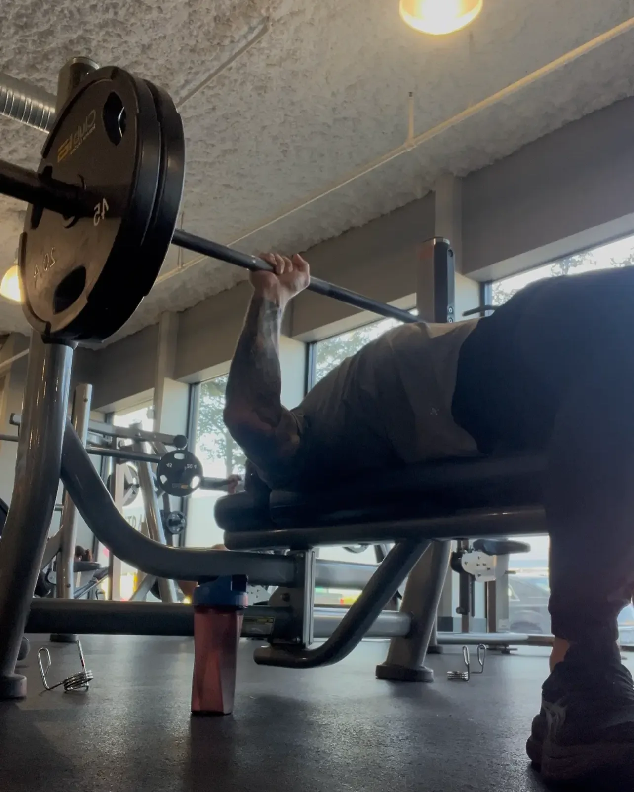 Tyler bench pressing in the gym